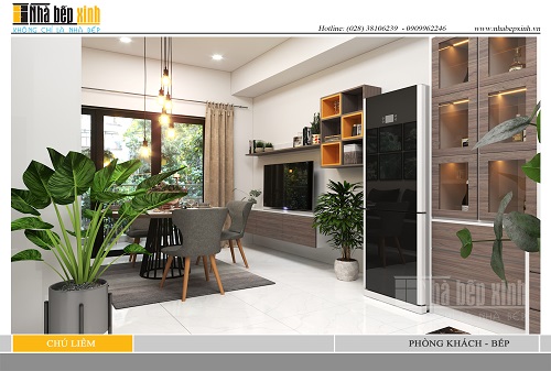 Nội thất phòng khách - bếp hiện đại nhà chú Liêm